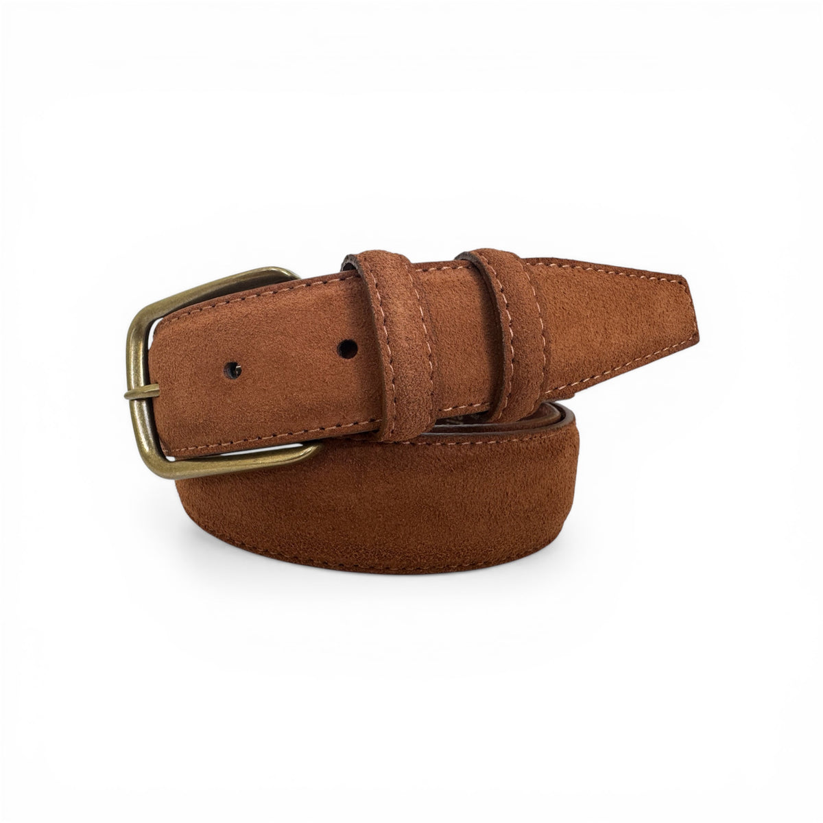 elegant tan suede belt with brass buckle 35mm
