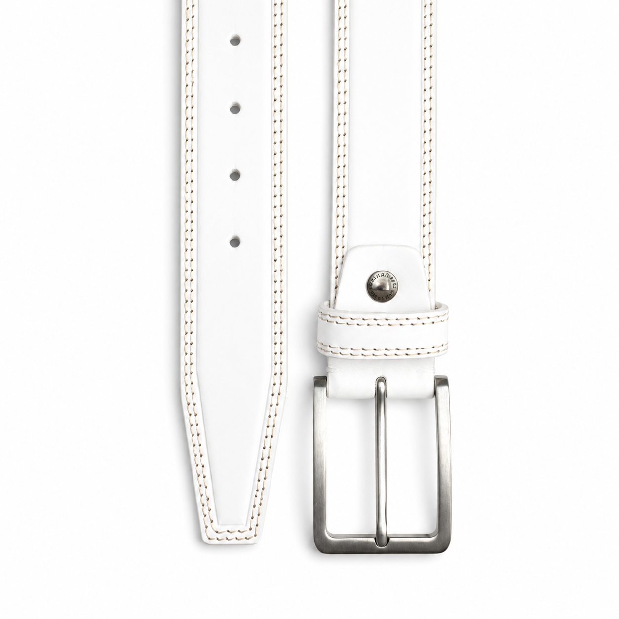 WHITE DOUBLE STITCHED 40MM CLASSIC HIDE LEATHER BELT