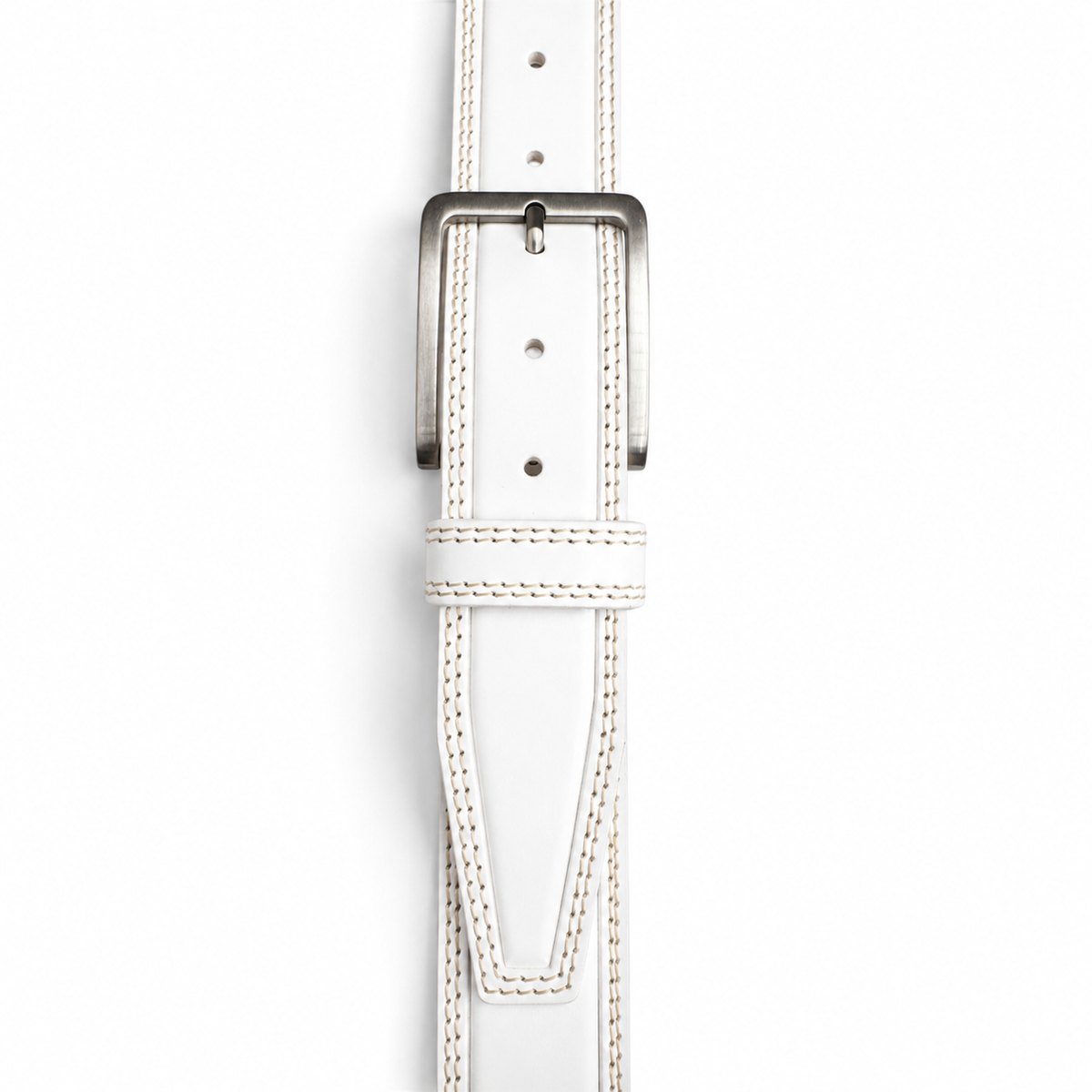 White 40mm Italian Leather Belt product image