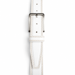 WHITE DOUBLE STITCHED 40MM CLASSIC HIDE LEATHER BELT