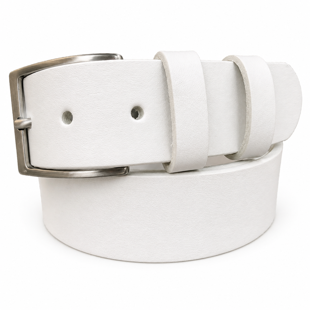 White 35mm Italian Leather Belt