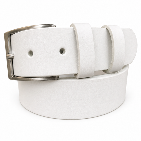 WHITE 35MM CLASSIC HIDE LEATHER BELT