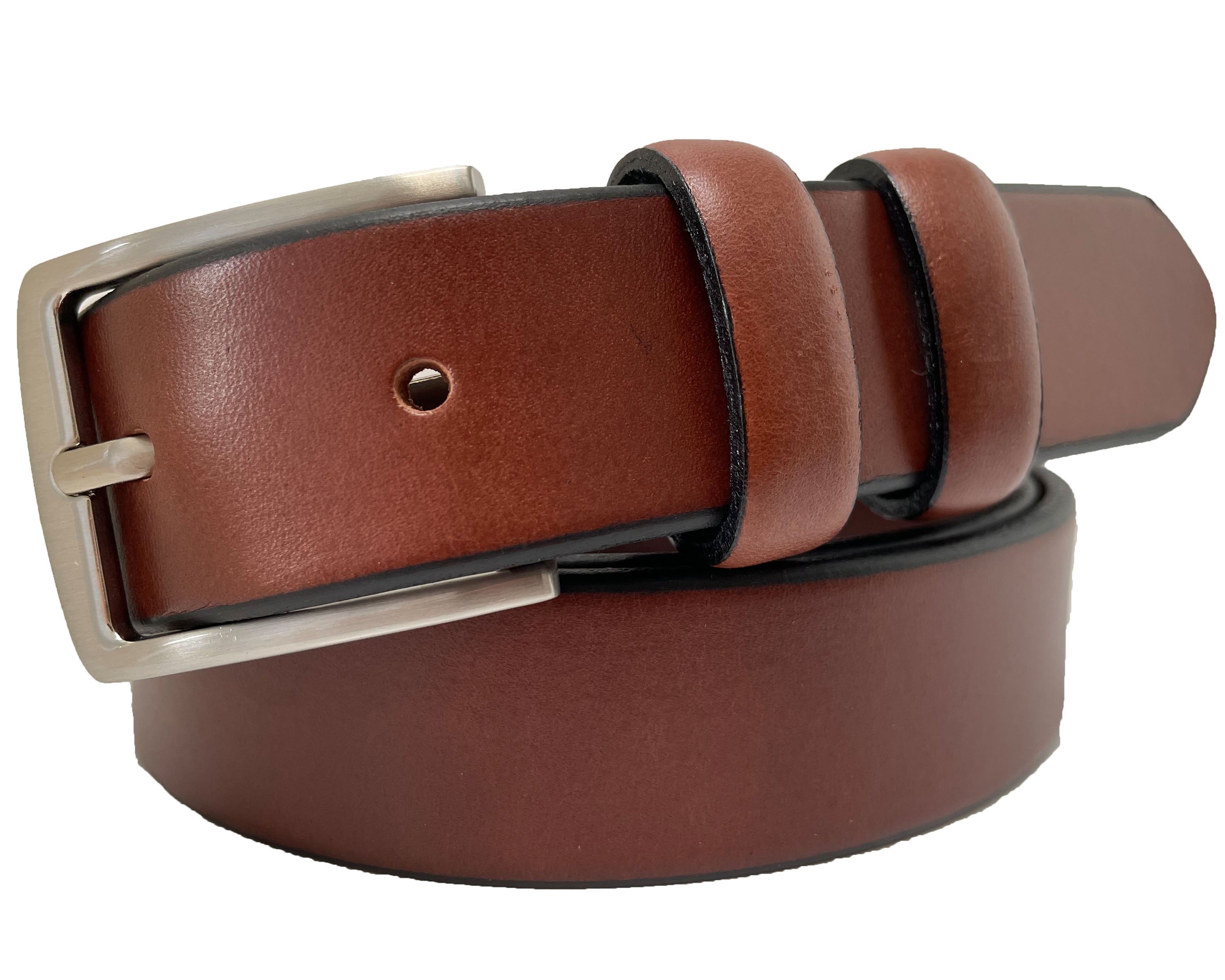 COGNAC TAN 30MM CLASSIC HIDE LEATHER BELT ROUNDED LOOPS