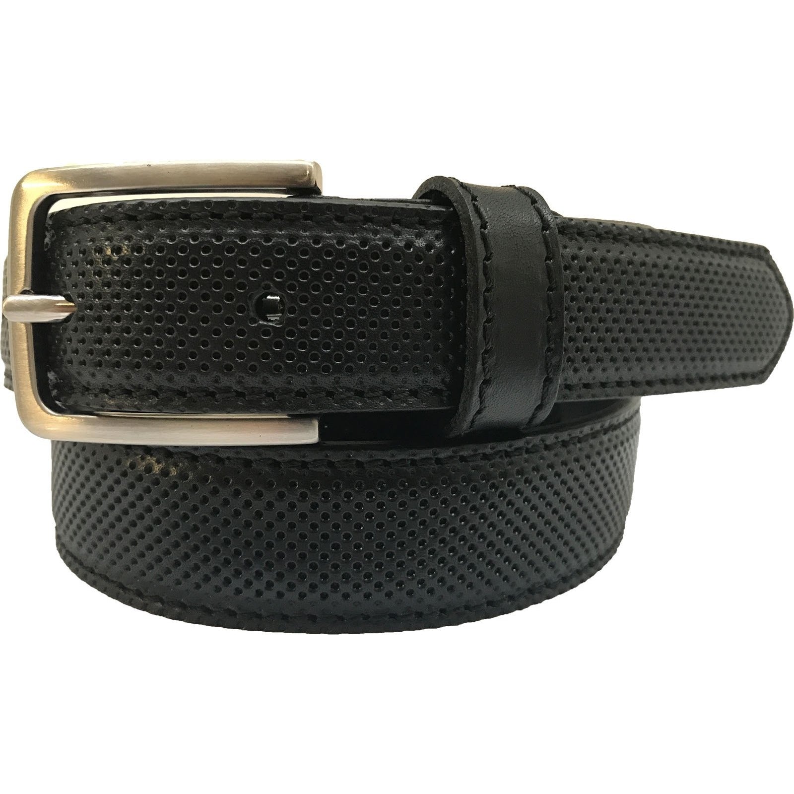 BLACK ESSENTIAL PERFORATED 3OMM LEATHER BELT