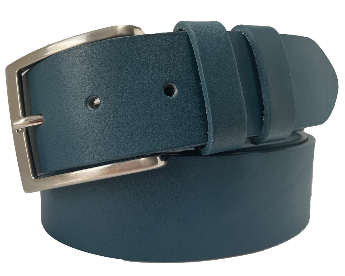 Blue 40mm Italian Leather Belt