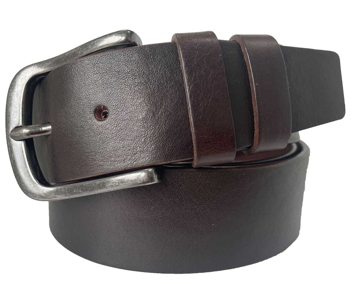 Brown 43mm Italian Leather Belt with gunmetal buckle