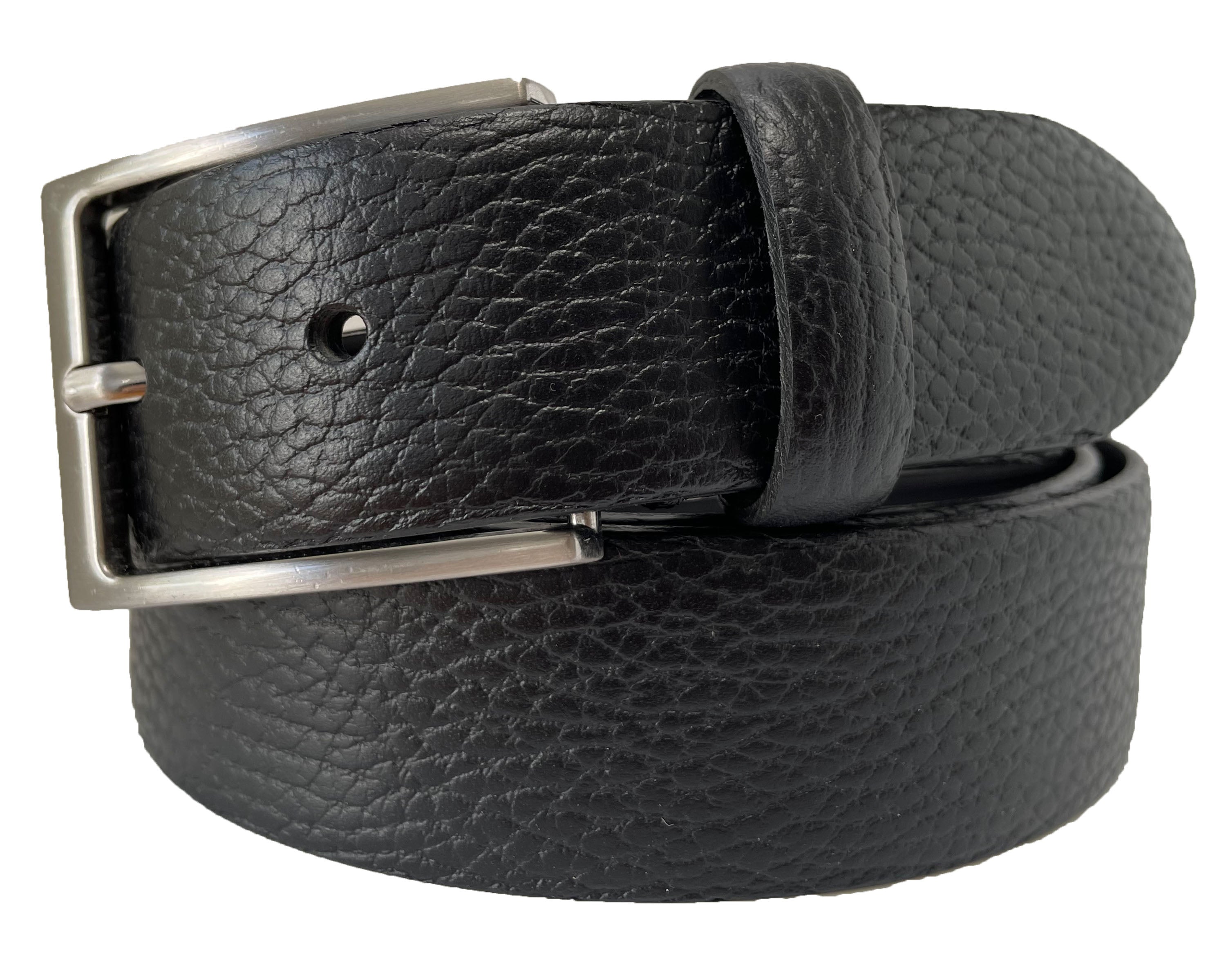 ESSENTIAL GRAINED BLACK CALF LEATHER 35MM LEATHER BELT
