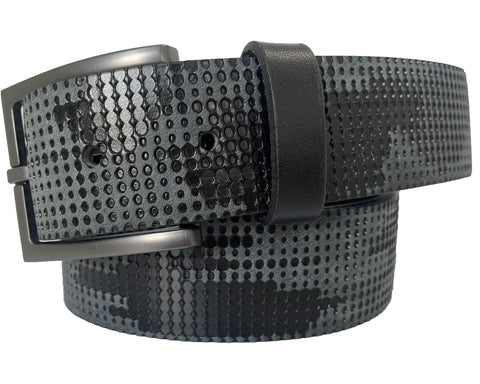 BLACK CAMOUFLAGE  40MM  STONEWASHED LEATHER BELT