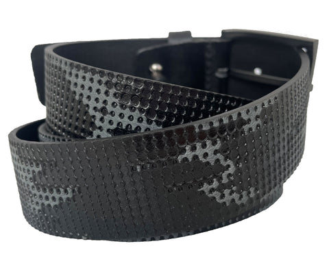 BLACK CAMOUFLAGE  40MM  STONEWASHED LEATHER BELT