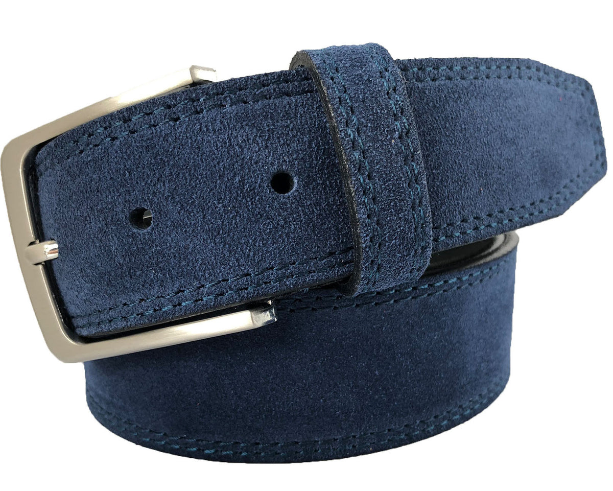 Blue 40mm Italian Suede Belt