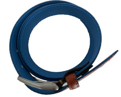 TAN WITH BLUE ACCENTS CALF LEATHER BELT 35MM