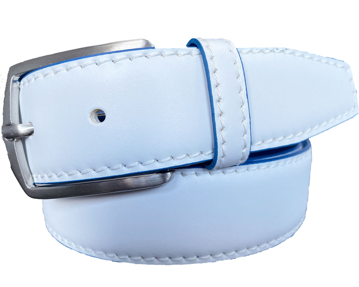 White 35mm Italian Calf Leather Belt