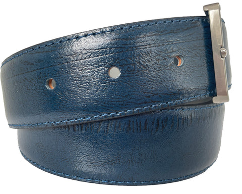 CLASSIC BLUE CALF LEATHER 35MM LEATHER BELT GRAIN EMBOSSED
