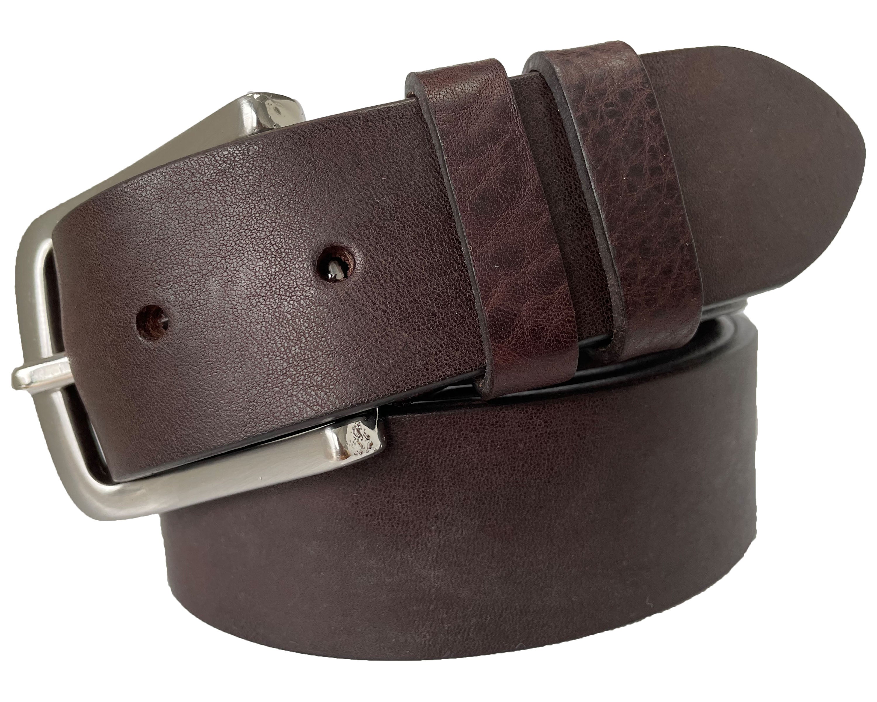 BROWN 40MM GRAINED BULL HIDE LEATHER BELT