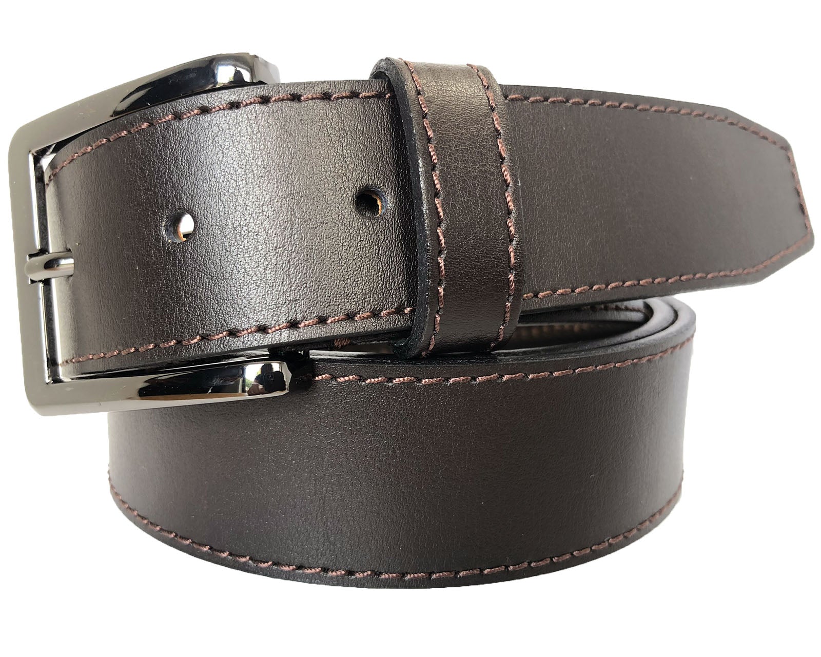 DARK BROWN CALF LEATHER 35MM LEATHER BELT