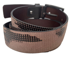 BROWN CAMOUFLAGE  40MM  STONEWASHED LEATHER BELT