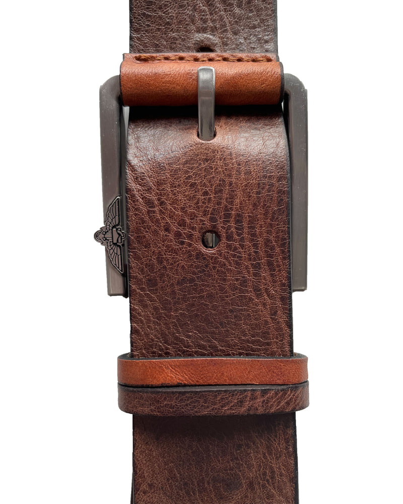 Tan Brown 40mm Italian Leather Belt Distressed Finish product image