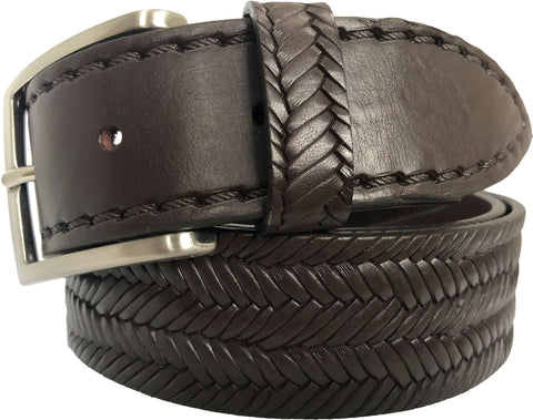 BROWN 40MM BRAIDED PRINT HIDE LEATHER