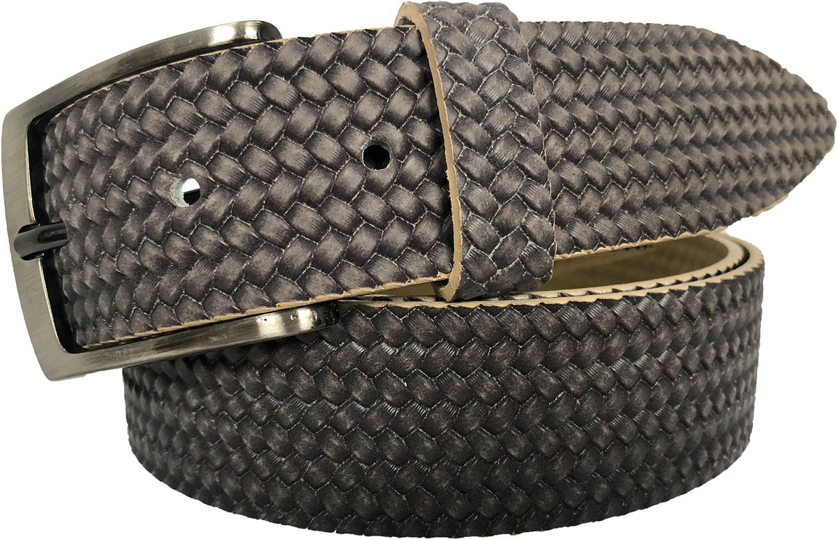Brown 35mm Italian Leather Belt Woven Finish