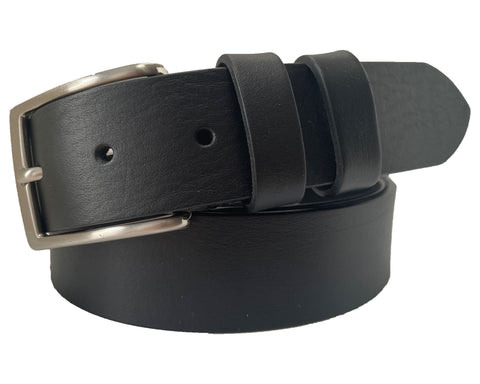 BLACK 35MM CLASSIC HIDE LEATHER BELT