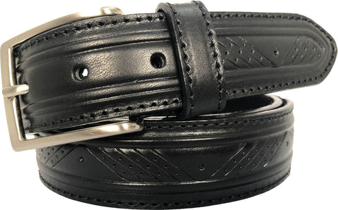 BLACK EMBOSSED 35MM LEATHER BELT