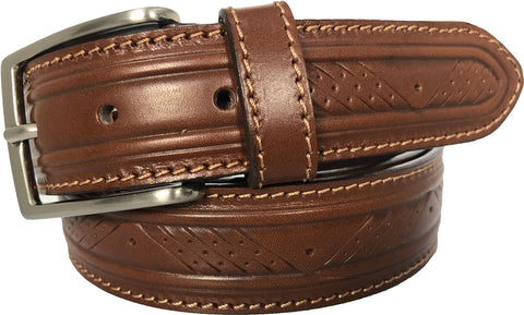 COGNAC TAN EMBOSSED 35MM LEATHER BELT