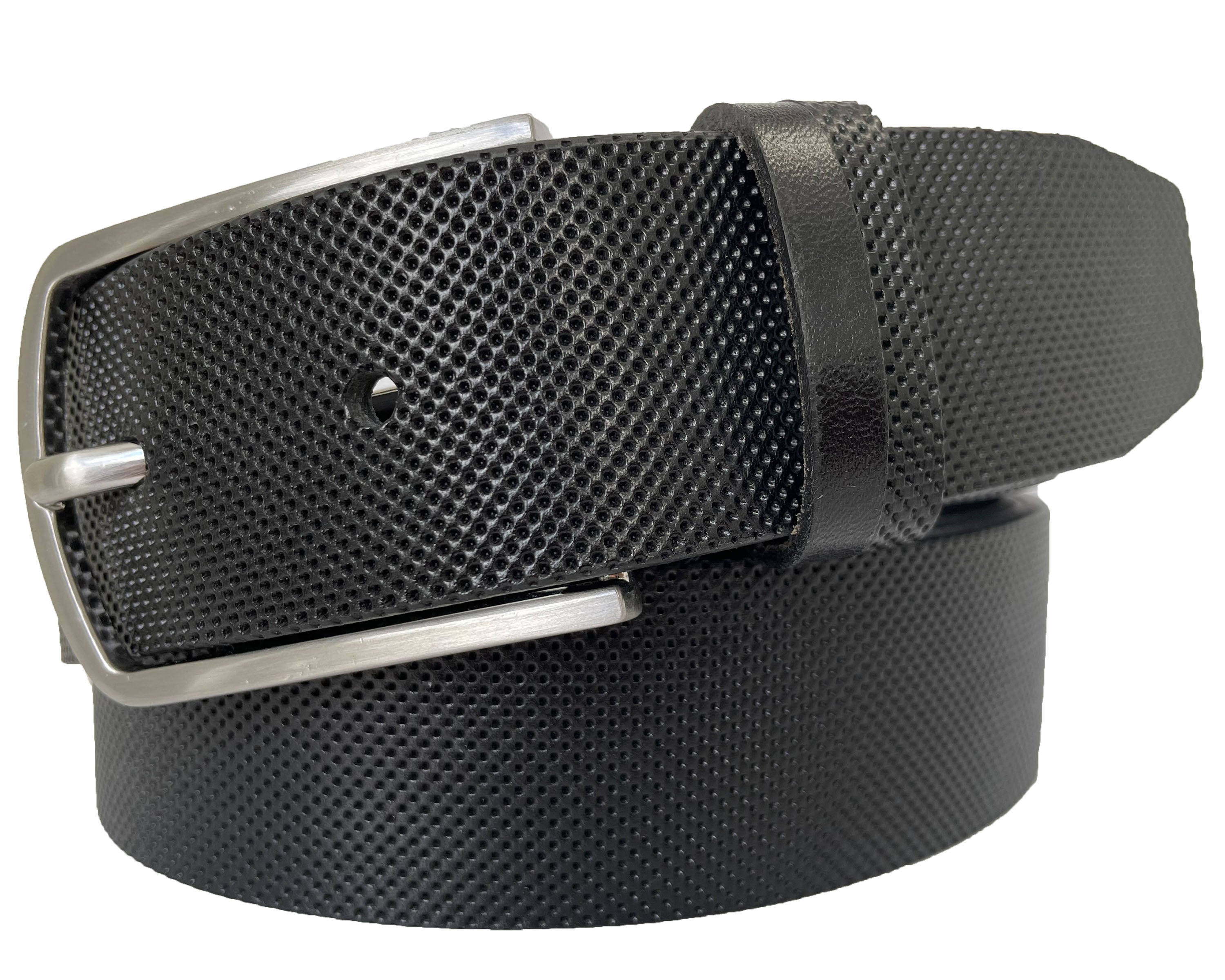 BLACK LEATHER DOTTED 35MM LEATHER BELT