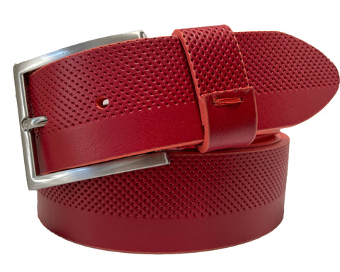 RED 40MM EMBOSSED HIDE LEATHER