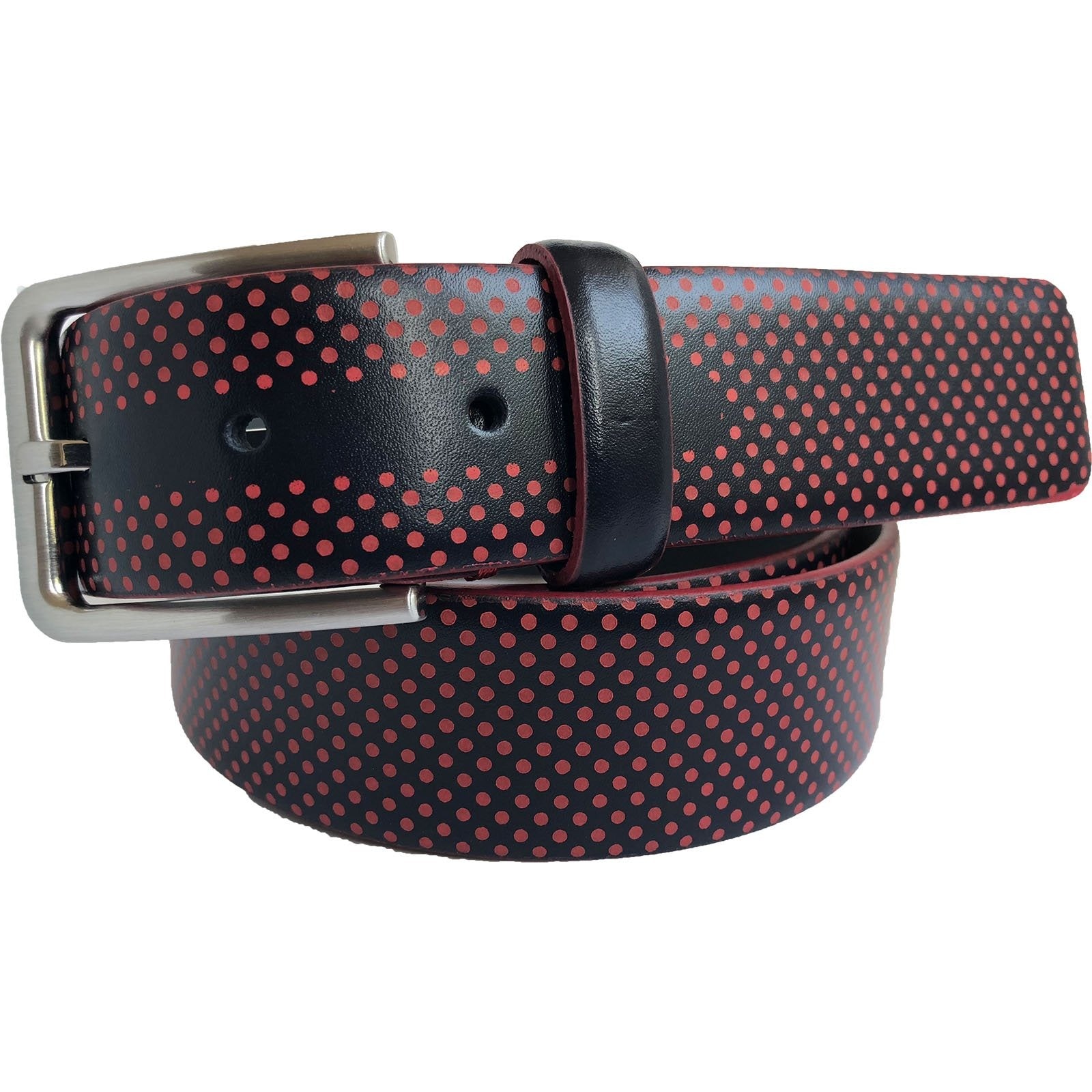 BLACK GOLF DOTTED CALF LEATHER 35MM LEATHER BELT