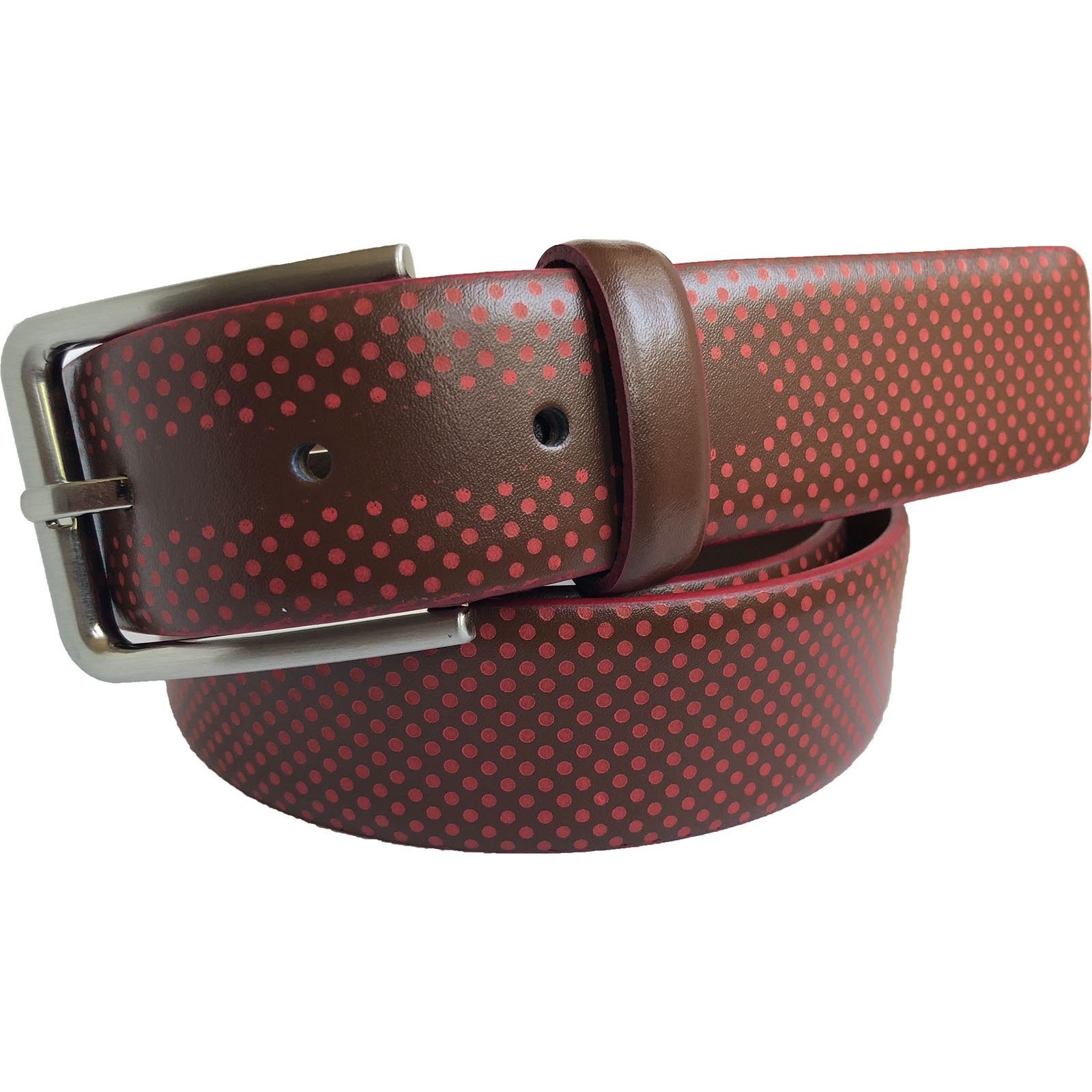 BROWN GOLF DOTTED CALF LEATHER 35MM LEATHER BELT