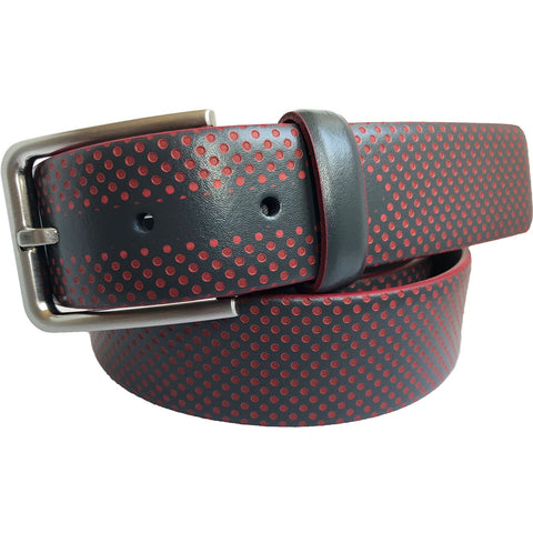 GREY GOLF DOTTED CALF LEATHER 35MM LEATHER BELT