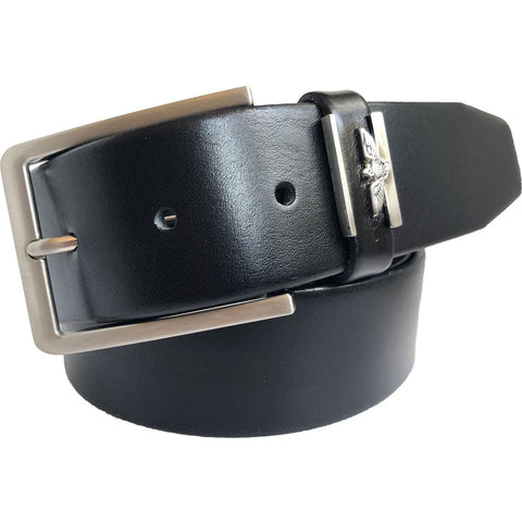 BLACK METAL EAGLE LOOP HIDE LEATHER BELT 40MM