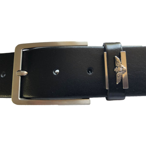 BLACK METAL EAGLE LOOP HIDE LEATHER BELT 40MM