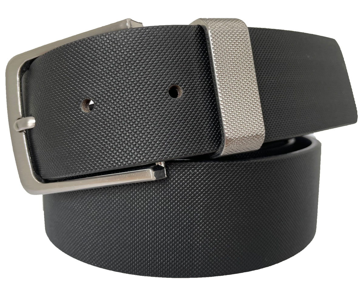 Black 40mm Italian Leather Belt Embossed Finish
