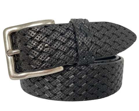 BLACK 35MM BRAIDED PRINT HIDE LEATHER