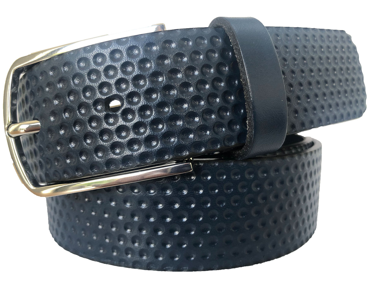 Blue 35mm Italian Leather Belt Embossed Finish