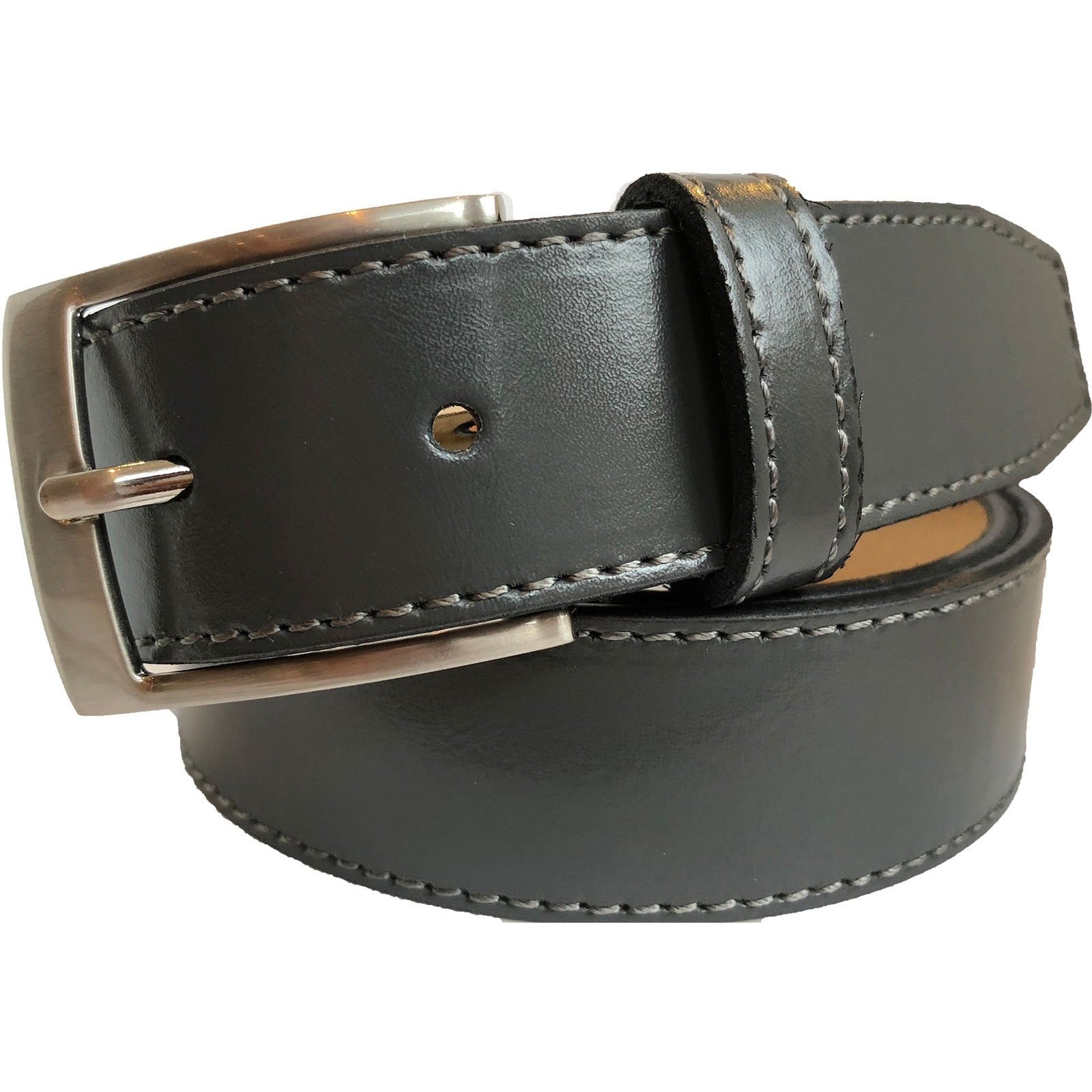GREY CALF LEATHER 35MM LEATHER BELT