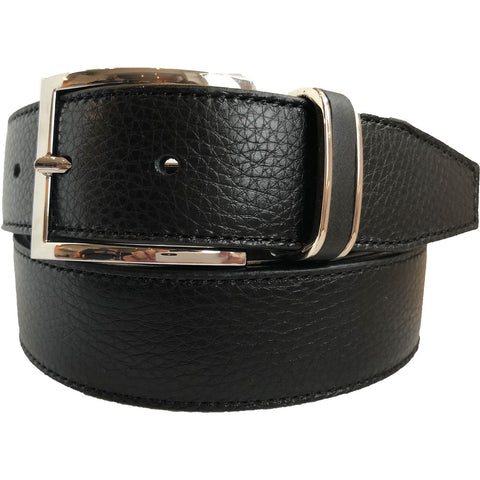 BLACK CALF LEATHER METAL ACCENTED LOOP 35MM LEATHER BELT