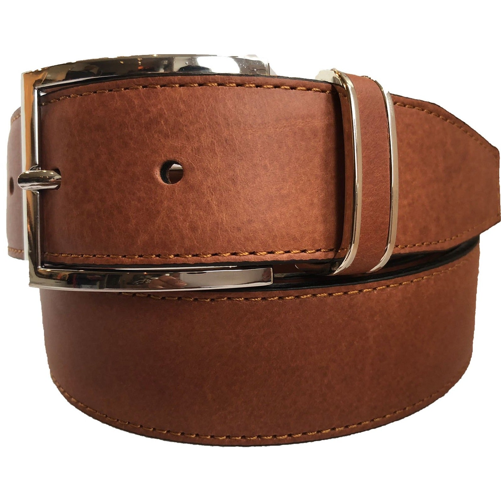 TAN CALF LEATHER METAL ACCENTED LOOP 35MM LEATHER BELT