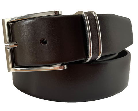 BROWN 35MM CLASSIC HIDE METAL ACCENT LOOP 40MM LEATHER BELT