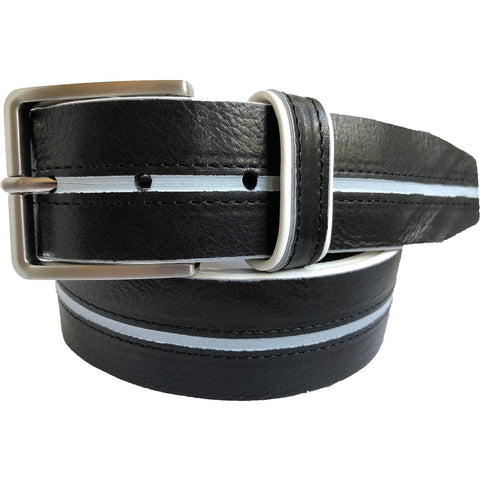 BLACK & WHITE HAND PAINTED HIDE LEATHER BELT