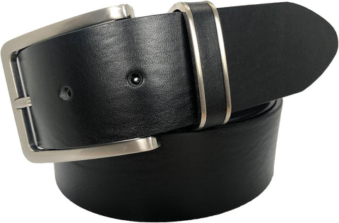 BLACK 40MM CLASSIC HIDE METAL ACCENT LOOP 40MM LEATHER BELT