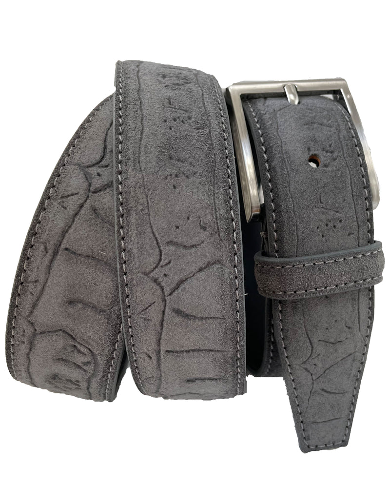 Grey 35mm Italian Suede Belt Embossed Finish product image