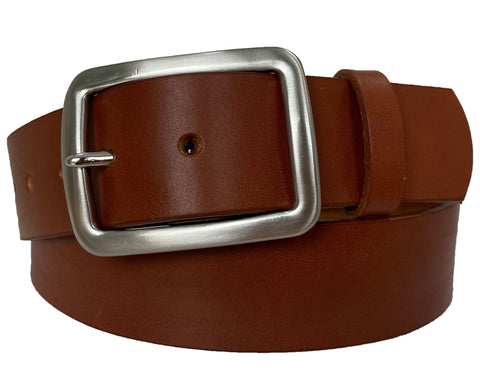 COGNAC TAN 40MM HIDE LEATHER BELT RECTANGLE BUCKLE