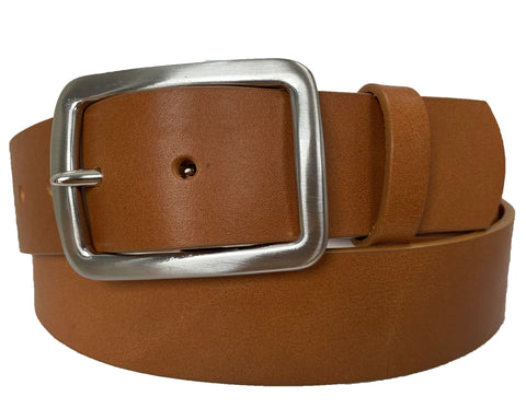 TAN 40MM HIDE LEATHER BELT RECTANGLE BUCKLE