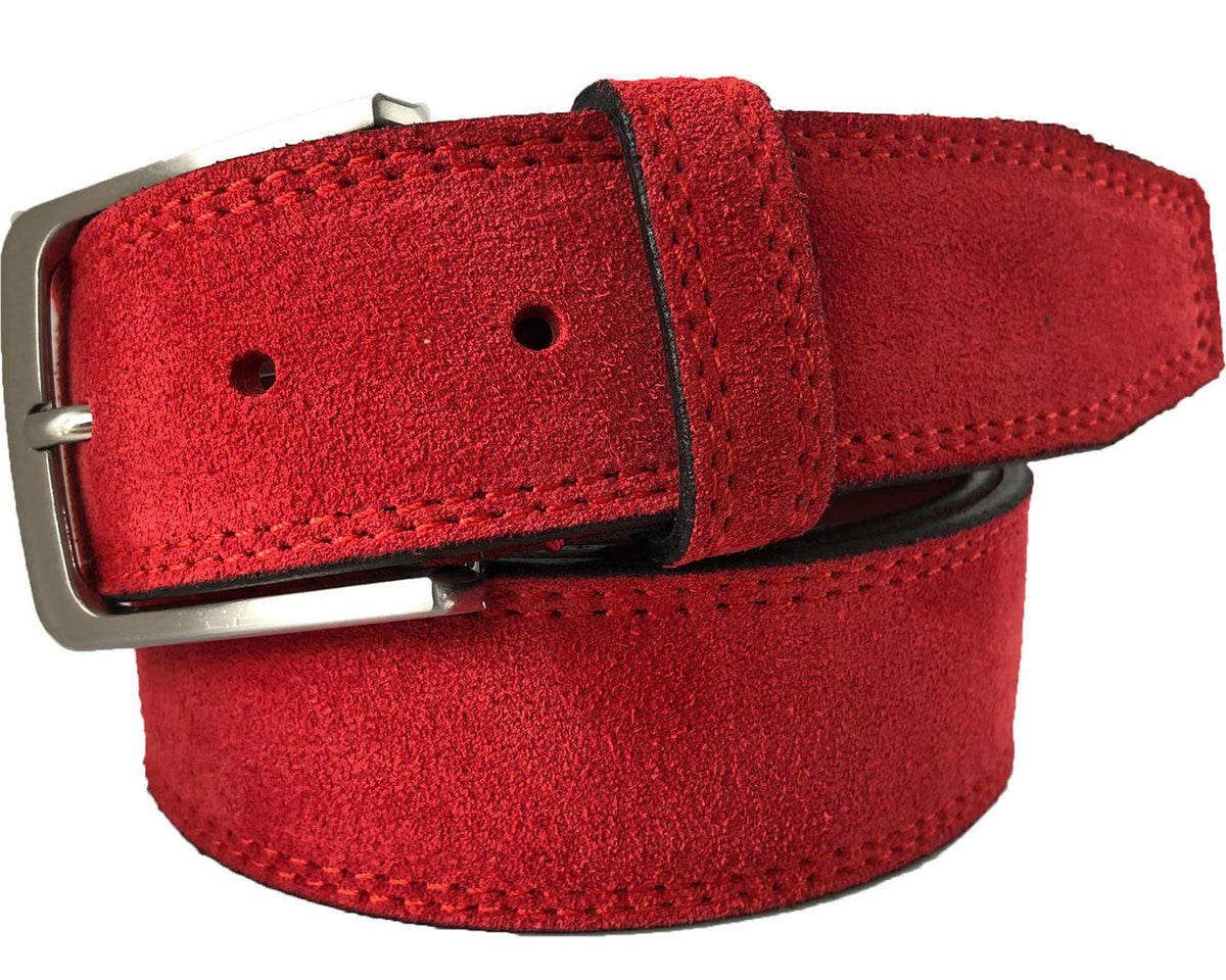 Red 40mm Italian Suede Belt