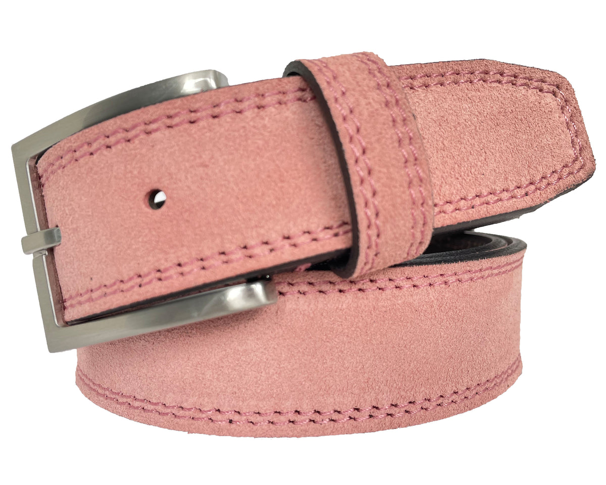 Pink 35mm Italian Suede Belt