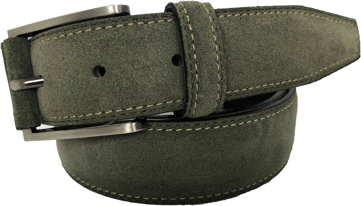 Olive Green 35mm Italian Suede Belt