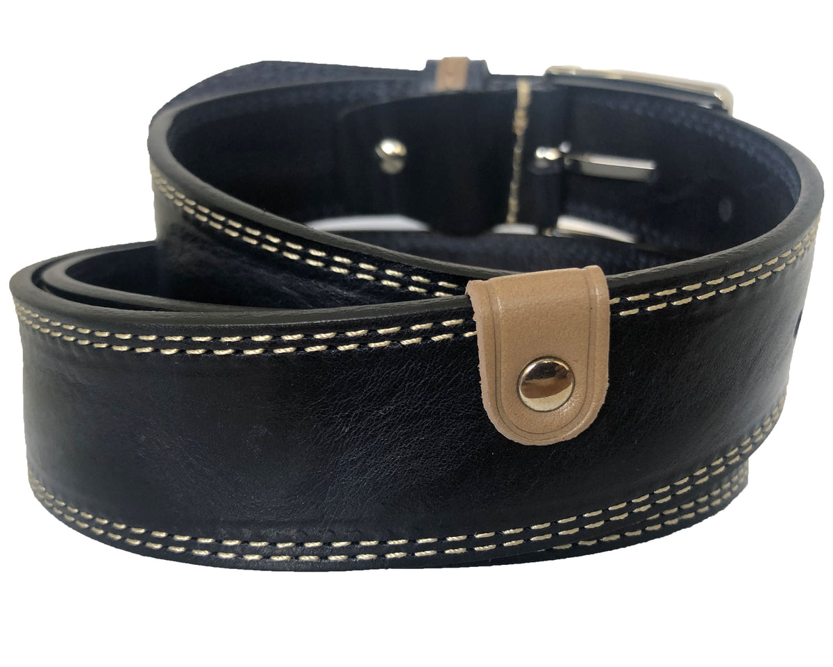 Blue 35mm Italian Leather Belt Distressed Finish product image