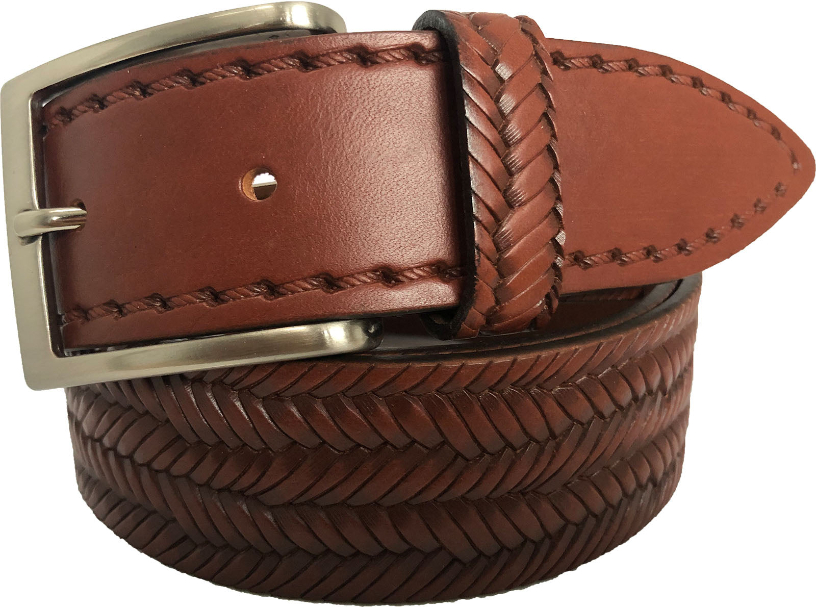 TAN 40MM BRAIDED PRINT HIDE LEATHER